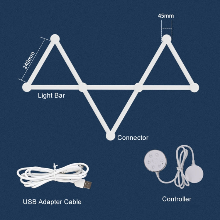 JSK-P22 5V Bluetooth RGB Stitching Light E-Sports Atmosphere Decorative Lamp, Style: 9 Sections+USB To DC Line+UK Plug(White) - Novelty Lighting by PMC TechLife | Online Shopping South Africa | PMC TechLife | Buy Now Pay Later Mobicred