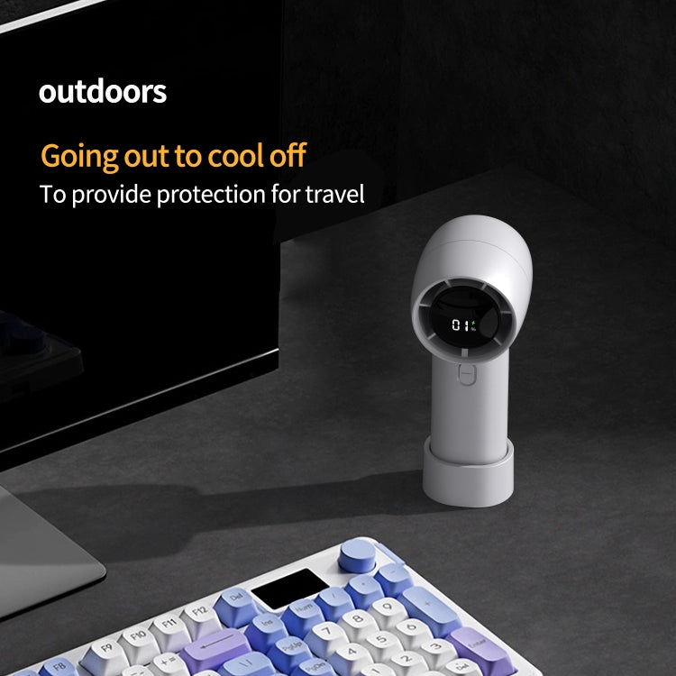 Outdoor Handheld Turbine Digital Display 100-Speed High-Speed Mini Fan, Color: White - Electric Fans by PMC TechLife | Online Shopping South Africa | PMC TechLife | Buy Now Pay Later Mobicred