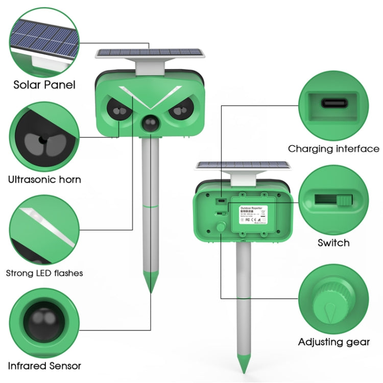 Outdoor Solar Animal Repeller Multi-functional Bird/Cat/Rat Repeller(SJZ028-2) - Outdoor Insect Repellent by PMC TechLife | Online Shopping South Africa | PMC TechLife | Buy Now Pay Later Mobicred