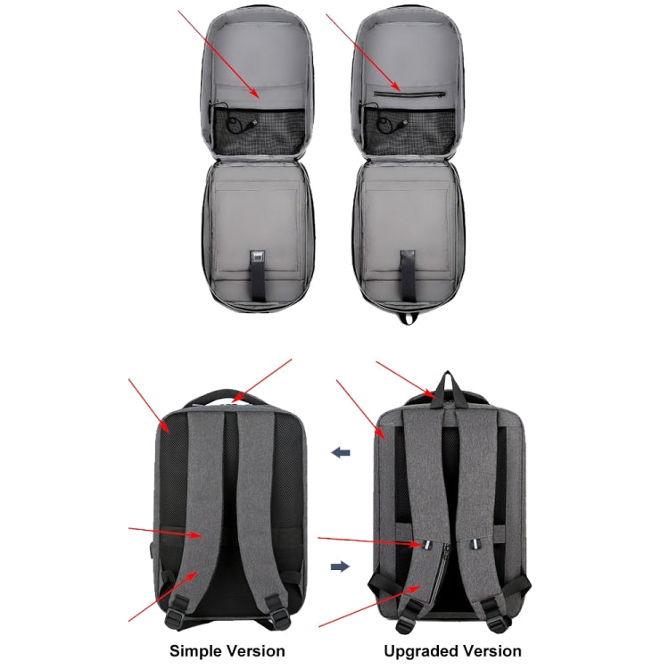 15 inch Large-Capacity Waterproof Business Commuter Laptop Backpack with USB Port(Simplified Gray) - Backpack by PMC Jewellery | Online Shopping South Africa | PMC Jewellery | Buy Now Pay Later Mobicred