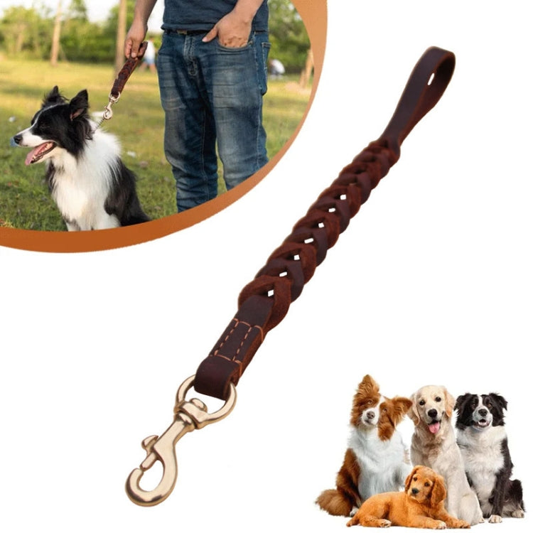 1.8x50cm Leather Pet Leash Short Pull Rope Dog Chain(Coffee) - Leashes & Chest Strap by PMC TechLife | Online Shopping South Africa | PMC TechLife | Buy Now Pay Later Mobicred
