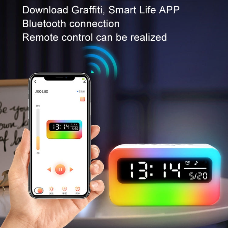 JSK-L30 Bluetooth Speaker Atmosphere Alarm Clock Regularly Wake Up APP Smart Home Charging Night Light(White) - Alarm Clocks by PMc TechLife | Online Shopping South Africa | PMc TechLife | Buy Now Pay Later Mobicred