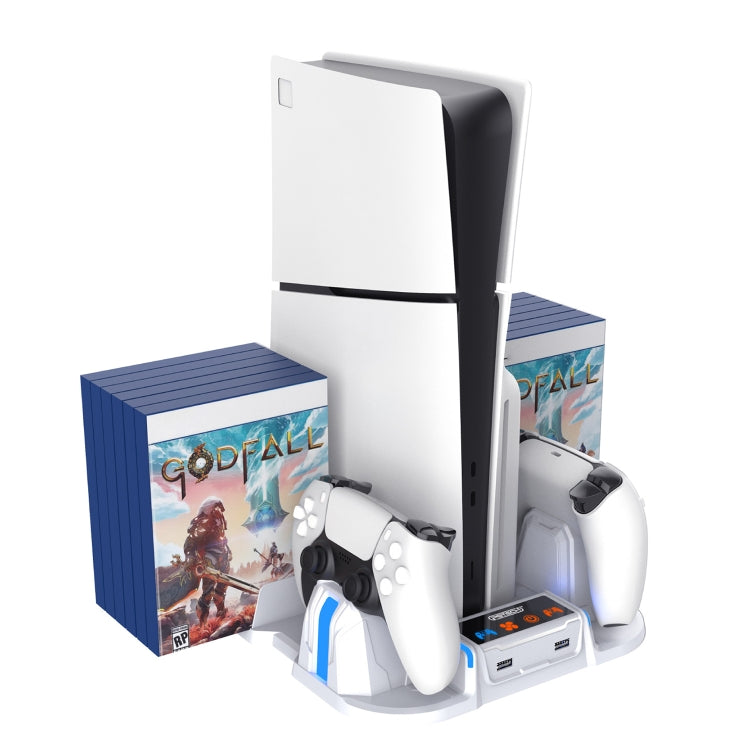 For Sony PS5 Slim PGTECH GP-521 Handle Charging Base Host Cooling Rack With Disc Rack(White) - free shipping - PMC Jewellery - Order now!