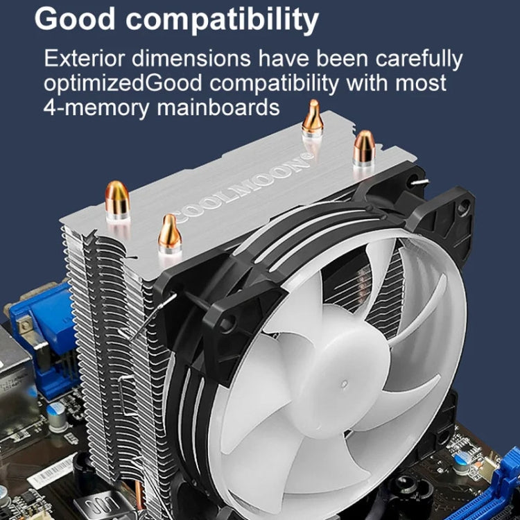 COOLMOON Frost Double Copper Tube CPU Fan Desktop PC Illuminated Silent AMD Air-Cooled Cooler, Style: P22 Magic Moon Edition Double Fan - Fan Cooling by COOLMOON | Online Shopping South Africa | PMC Jewellery | Buy Now Pay Later Mobicred