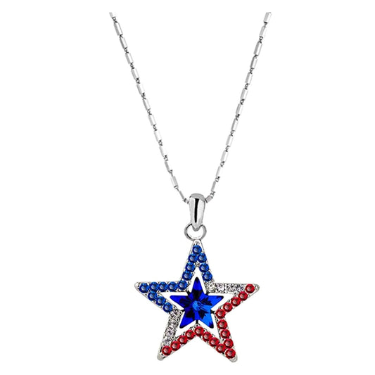 Pentagram With Zirconia Pendant Holiday Commemorative Gift, Style: Blue Diamond Necklace - Necklaces & Pendants by PMC Jewellery | Online Shopping South Africa | PMC Jewellery | Buy Now Pay Later Mobicred