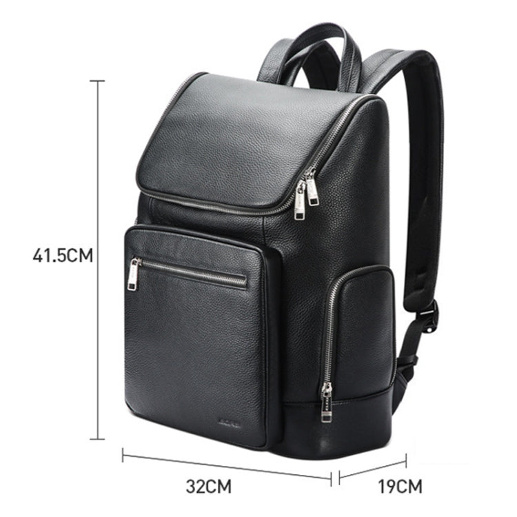 Bopai 61-122431 Large-capacity First-layer Cowhide Business Waterproof Laptop Backpack(Black) - Backpack by Bopai | Online Shopping South Africa | PMC Jewellery | Buy Now Pay Later Mobicred