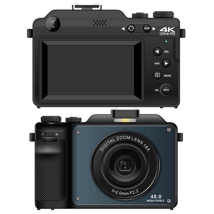 3-Inch Display Digital Camera Dual Front And Rear Cameras 48MP, 18x Digital Zoom 4K HD Camcorder(Black) - Video Cameras by PMC TechLife | Online Shopping South Africa | PMC TechLife | Buy Now Pay Later Mobicred