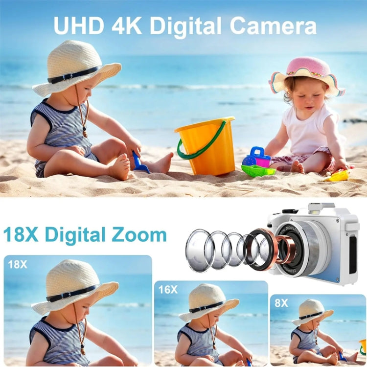 3-Inch Display Digital Camera Dual Front And Rear Cameras 48MP, 18x Digital Zoom 4K HD Camcorder(Black) - Video Cameras by PMC TechLife | Online Shopping South Africa | PMC TechLife | Buy Now Pay Later Mobicred