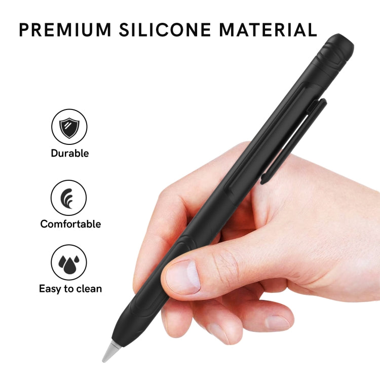 For Apple Pencil 1 AhaStyle PT141 Triple Defense Pen Clip Silicone Protective Case(Black) - Pencil Accessories by AhaStyle | Online Shopping South Africa | PMC Jewellery | Buy Now Pay Later Mobicred