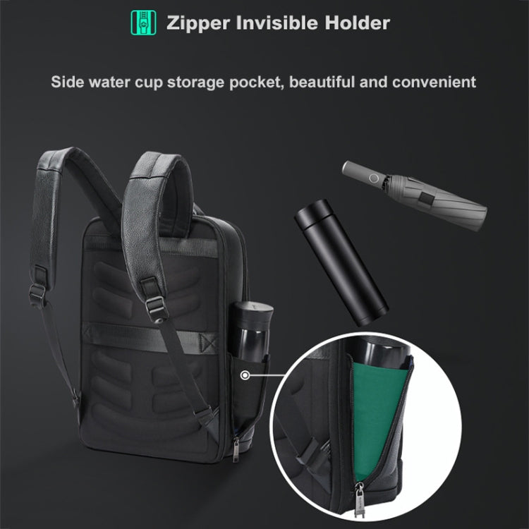 Bopai 61-122391 Large-capacity First-layer Cowhide Business Laptop Backpack With USB+Type-C Port(Black) - free shipping - PMC Jewellery - Order now!