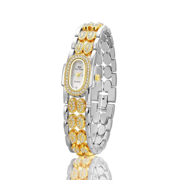 BS Bee Sister Stainless Steel Ladies Bracelet Watch Diamond Wristwatch(Golden Silver) - Metal Strap Watches by BS Bee Sister | Online Shopping South Africa | PMC Jewellery | Buy Now Pay Later Mobicred