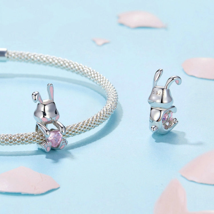 S925 Sterling Silver Easter Cute Bunny DIY Beads(BSC998) - Jewelry Accessories by PMC Jewellery | Online Shopping South Africa | PMC Jewellery | Buy Now Pay Later Mobicred