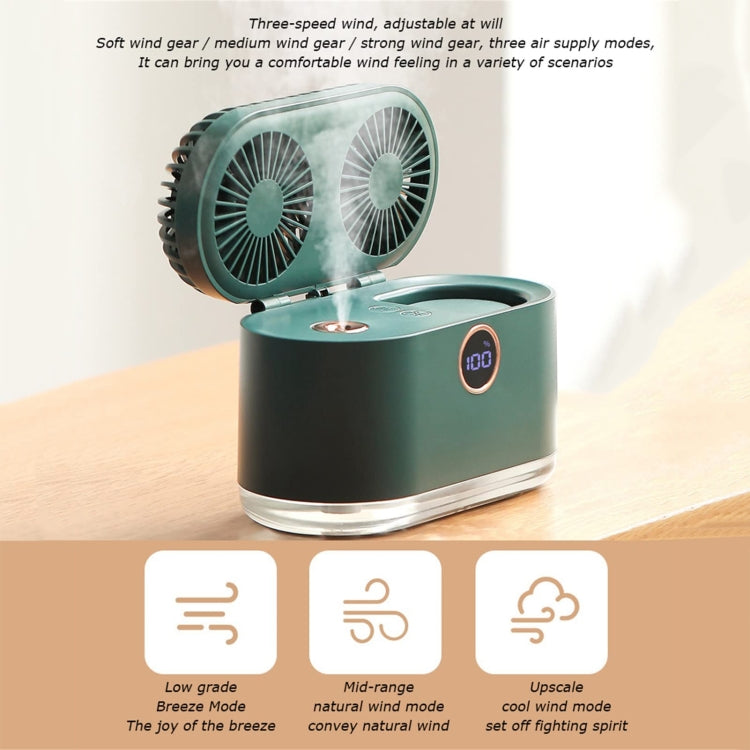 WT-818 Dual-leaf Spray Smart Digital Display Desktop Fan Night Light Humidification Cooler(White) - Electric Fans by PMC TechLife | Online Shopping South Africa | PMC TechLife | Buy Now Pay Later Mobicred