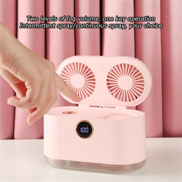 WT-818 Dual-leaf Spray Smart Digital Display Desktop Fan Night Light Humidification Cooler(Green) - Electric Fans by PMC TechLife | Online Shopping South Africa | PMC TechLife | Buy Now Pay Later Mobicred