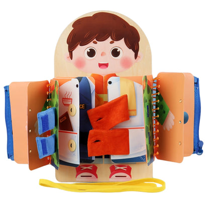 Children Wooden Multi-layer Practice Dressing Board Montessori Early Learning Educational Toy(Boy Model) - Early Education Toys by PMC Jewellery | Online Shopping South Africa | PMC Jewellery | Buy Now Pay Later Mobicred