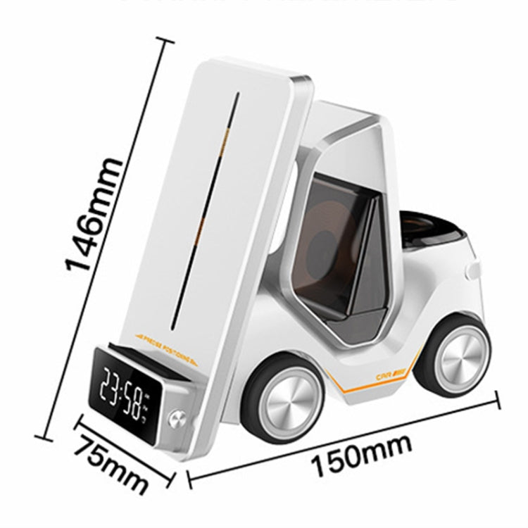 T20 5-in-1 Car-shaped Desktop Alarm Clock Wireless Charger with Atmosphere Light(White) - free shipping - PMC Jewellery - Order now!