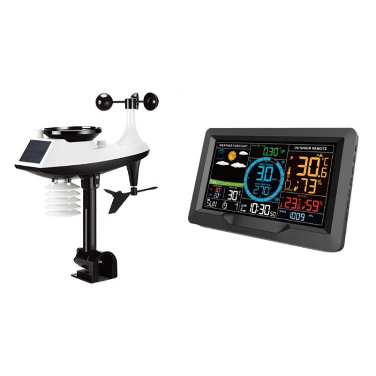 Wireless Weather Station Wind Speed Rain And Wind Direction Detection Weather Forecast Clock(Black) - Indoor Thermometer by PMC TechLife | Online Shopping South Africa | PMC TechLife | Buy Now Pay Later Mobicred