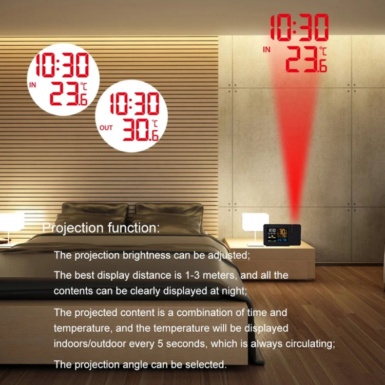 Household Color Screen Temperature And Humidity Meter Weather Forecast Projection Clock, Model: EU Plug - Novelty Clock by PMC TechLife | Online Shopping South Africa | PMC TechLife | Buy Now Pay Later Mobicred