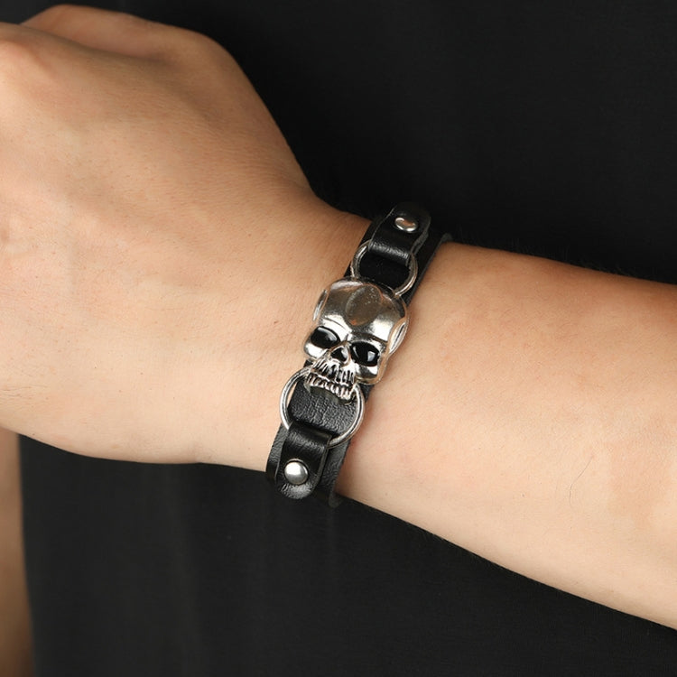 Simple Skull Leather Bracelet Personalized Trendy Street Hand Jewelry(Black) - Bracelets by PMC Jewellery | Online Shopping South Africa | PMC Jewellery | Buy Now Pay Later Mobicred