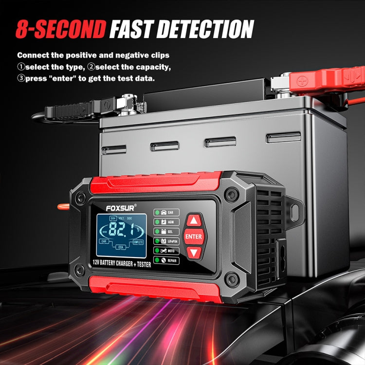 FOXSUR Cars Motorcycles 12V Lithium Cattery Charger With Battery Detection(US Plug) - Battery Charger by FOXSUR | Online Shopping South Africa | PMC TechLife | Buy Now Pay Later Mobicred