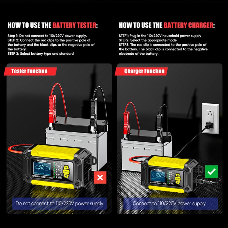 FOXSUR Cars Motorcycles 12V Lithium Cattery Charger With Battery Detection(EU Plug) - Battery Charger by FOXSUR | Online Shopping South Africa | PMC TechLife | Buy Now Pay Later Mobicred