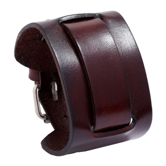 Vintage Adjustable Bracelet Simple Punk Wide Leather Bracelet(Brown) - Bracelets by PMC Jewellery | Online Shopping South Africa | PMC Jewellery | Buy Now Pay Later Mobicred