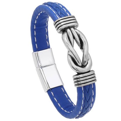 Simple Alloy Magnetic Clasp Leather Bracelet Personalized Braided Bracelet, Style: Blue 22.5cm - Bracelets by PMC Jewellery | Online Shopping South Africa | PMC Jewellery | Buy Now Pay Later Mobicred