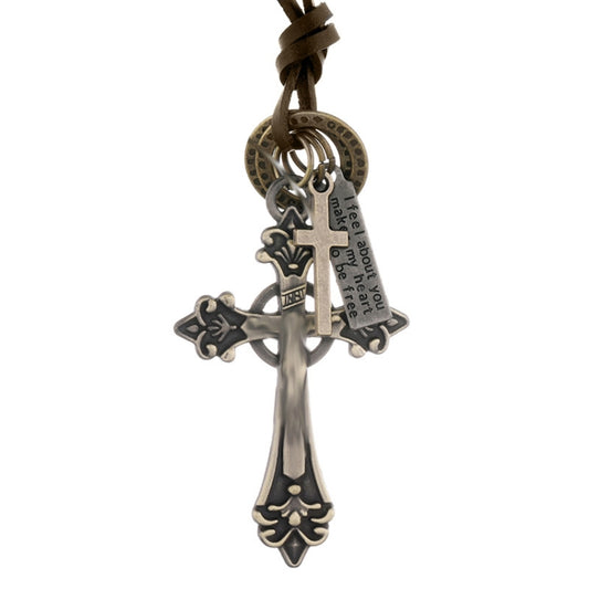 Vintage Long Cross Necklace Drawstring Adjustable Personalized Sweater Chain(Bronze) - Necklaces & Pendants by PMC Jewellery | Online Shopping South Africa | PMC Jewellery | Buy Now Pay Later Mobicred