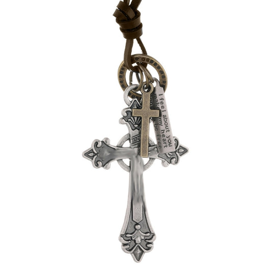 Vintage Long Cross Necklace Drawstring Adjustable Personalized Sweater Chain(Silver) - Necklaces & Pendants by PMC Jewellery | Online Shopping South Africa | PMC Jewellery | Buy Now Pay Later Mobicred