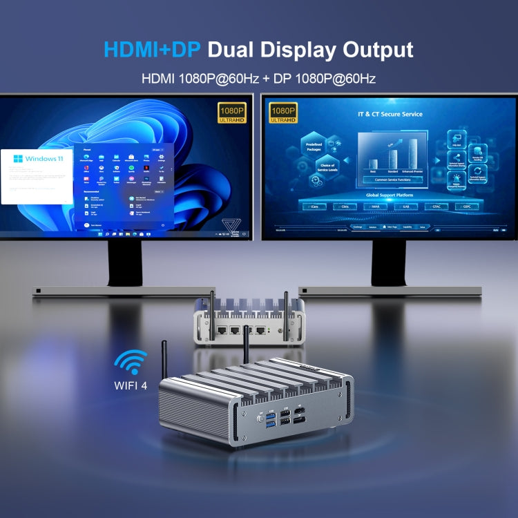 HYSTOU P09B-J4125-4L 8GB DDR4+128GB SSD Industrial Computer Soft Route From 2.5G Multi -Network HTPC Server Mini Console(With US Adapter) - free shipping - PMc TechLife - Order now!