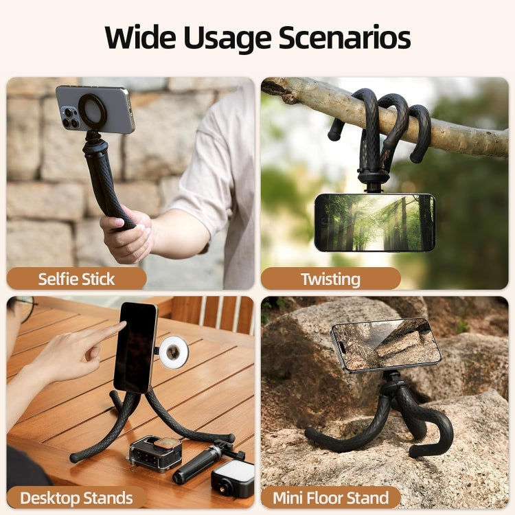 TELESIN P3-FM-02 Flexible Magnetic Suction Mobile Phone Tripod Magsafe Octopus Desktop Fixed Bracket - free shipping - PMC TechLife - Order now!