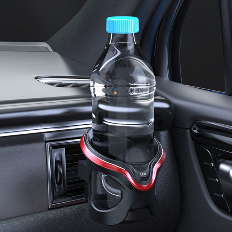 Car Cup Holder Air Conditioner Outlet Multifunctional Storage Rack, Color: Black Silver LED Light - Car Drink Holders by PMC Jewellery | Online Shopping South Africa | PMC Jewellery | Buy Now Pay Later Mobicred