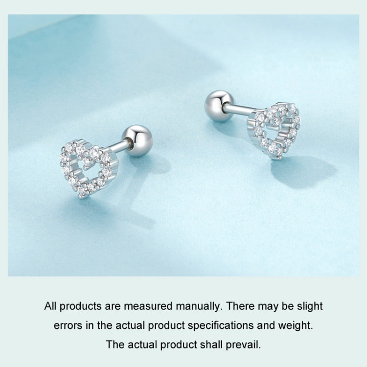 S925 Sterling Silver Threaded Heart Zircon Earrings(SCE1727) - Stud Earrings & Earrings by PMC Jewellery | Online Shopping South Africa | PMC Jewellery | Buy Now Pay Later Mobicred