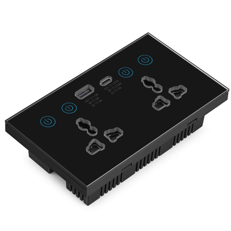 Graffiti Smart Socket With Switch USB+Type-C Dual Port Remote Control Socket, UK Plug, Style: Wifi Black - Smart Socket by PMC TechLife | Online Shopping South Africa | PMC TechLife | Buy Now Pay Later Mobicred