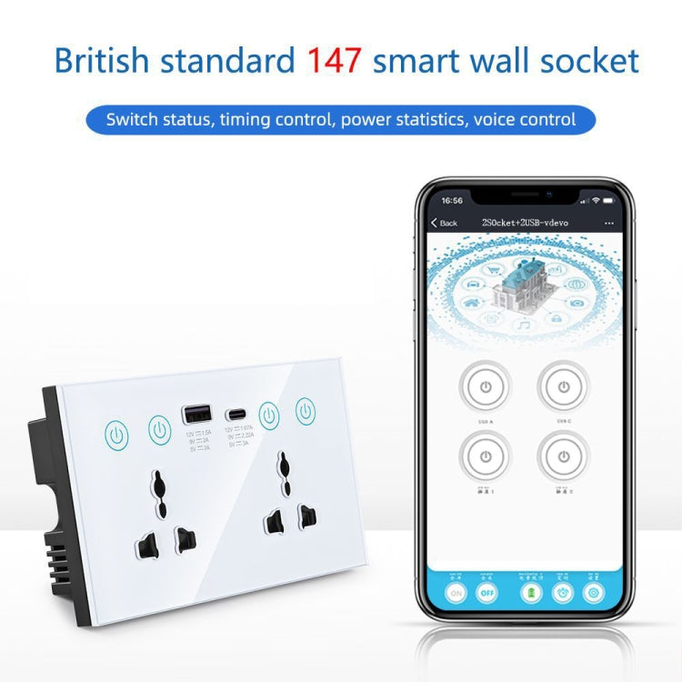 Graffiti Smart Socket With Switch USB+Type-C Dual Port Remote Control Socket, UK Plug, Style: ZigBee White - Smart Socket by PMC TechLife | Online Shopping South Africa | PMC TechLife | Buy Now Pay Later Mobicred