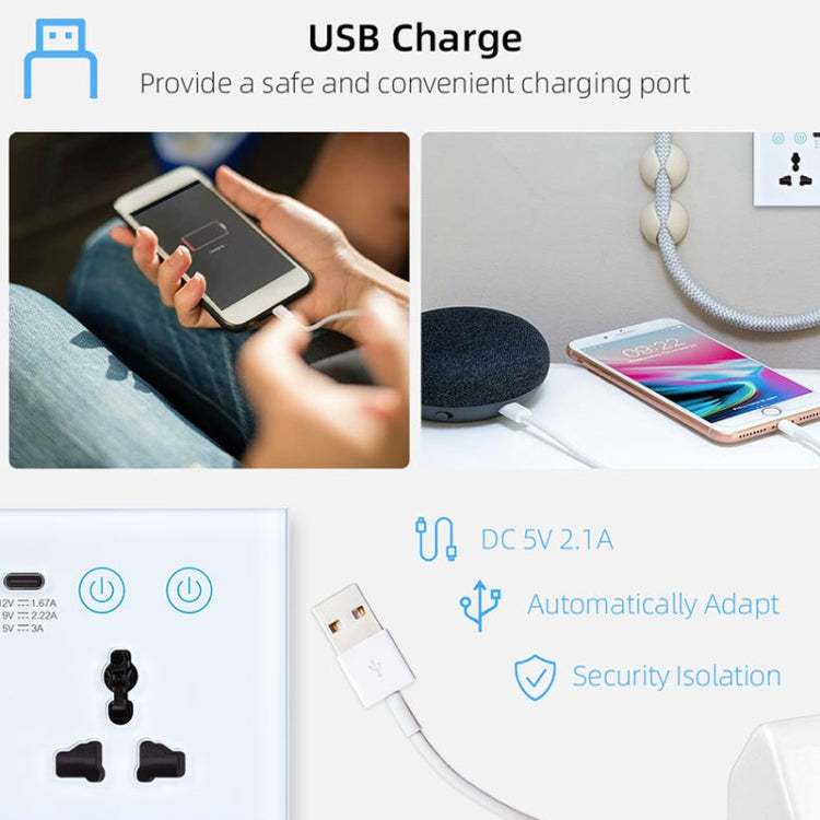Graffiti Smart Socket With Switch USB+Type-C Dual Port Remote Control Socket, UK Plug, Style: ZigBee Black - Smart Socket by PMC TechLife | Online Shopping South Africa | PMC TechLife | Buy Now Pay Later Mobicred
