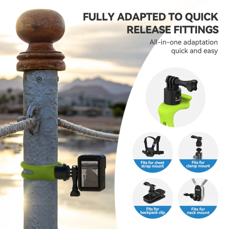 TELESIN TLQ-005 Elastic Quick Release Stand Multi-functional Fixed Silicone Strap Accessories(Green) - Holder by TELESIN | Online Shopping South Africa | PMC TechLife | Buy Now Pay Later Mobicred