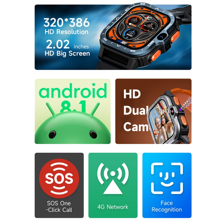 LOKMAT APPLLP 4 MAX 2.02-inch Android 8.1 Full Network Wifi Card Bluetooth Smart Watch(Silver) - free shipping - PMC TechLife - Order now!