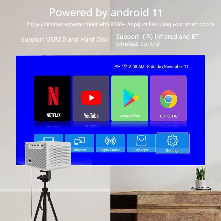M10 Plus 1280x720P Projector 2.4G / 5G WIFI Bluetooth 5.2 Android 11 System Home Cinema UK Plug - Mini Projector by PMC TechLife | Online Shopping South Africa | PMC TechLife | Buy Now Pay Later Mobicred