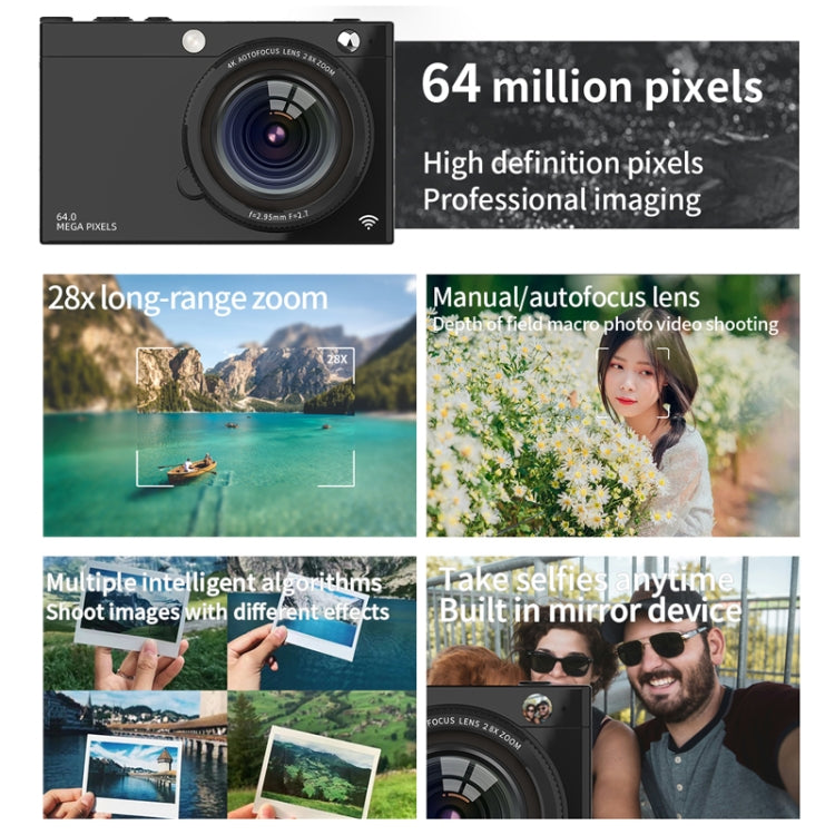High-Definition CCD Digital Camera 64 Million WiFi Card Camera, Color: White + Microphone - Video Cameras by PMC TechLife | Online Shopping South Africa | PMC TechLife | Buy Now Pay Later Mobicred
