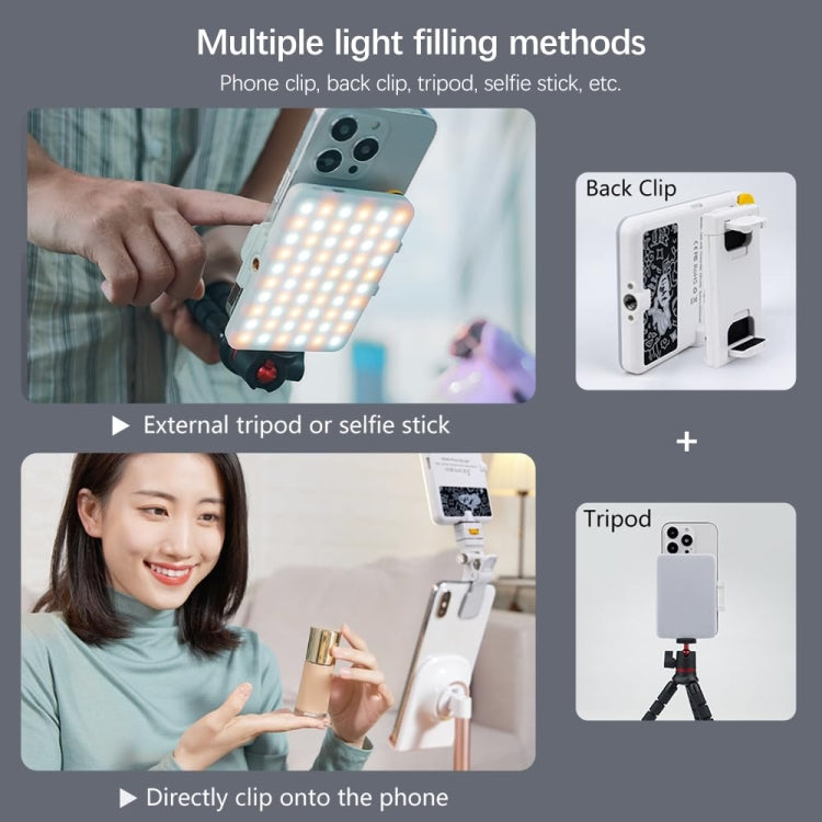 60 LEDs Rechargeable Clip Fill Light With Front & Back Clip Adjusted 3 Light Modes For Phone, Spec: A Type White - Selfie Light by PMC TechLife | Online Shopping South Africa | PMC TechLife | Buy Now Pay Later Mobicred