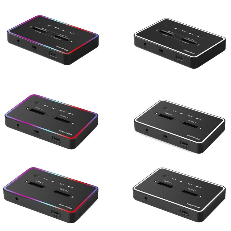 RGB Dual NVME or Dual SATA Blueendless M.2 Dual-Slot Hard Drive Base Solid State Hard Drive Box, US Plug - HDD Enclosure by PMC Jewellery | Online Shopping South Africa | PMC Jewellery | Buy Now Pay Later Mobicred