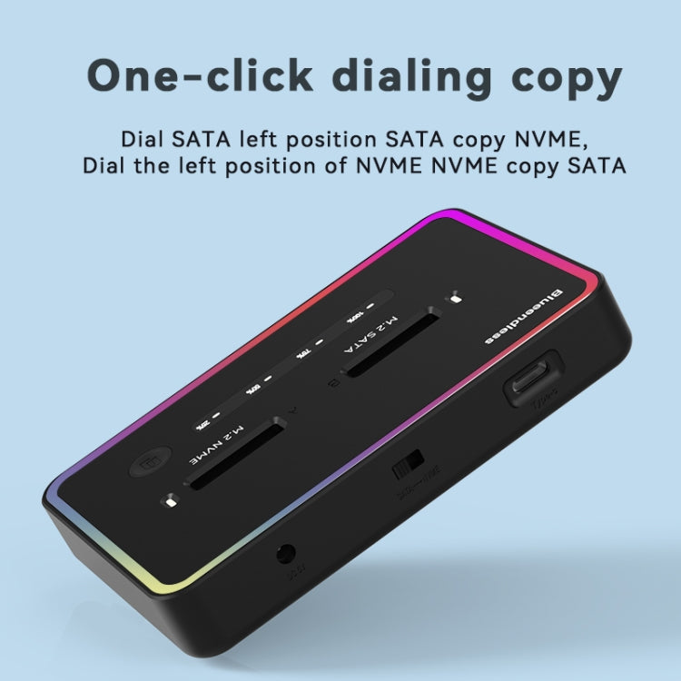 Dual NVME or Dual SATA Blueendless M.2 Dual-Slot Hard Drive Base Solid State Hard Drive Box, US Plug - HDD Enclosure by PMC Jewellery | Online Shopping South Africa | PMC Jewellery | Buy Now Pay Later Mobicred