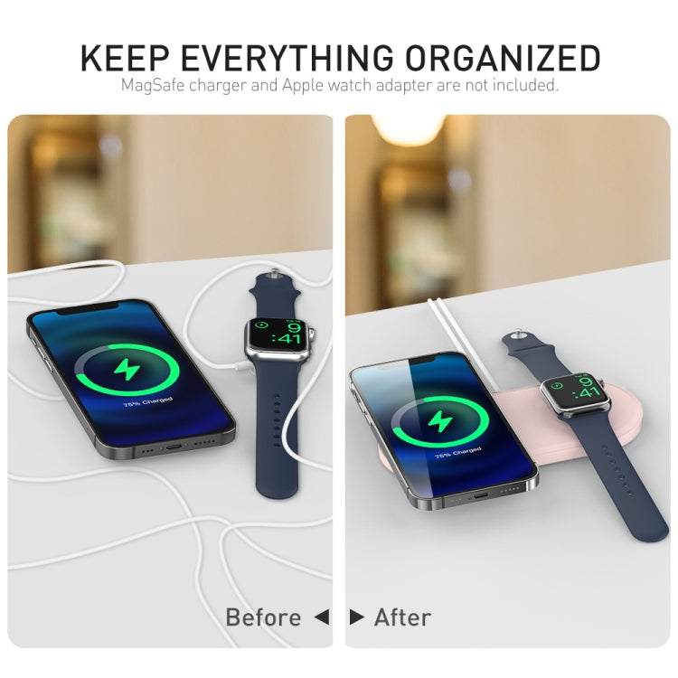 For Apple Watch / iPhone AhaStyle PT135 2 In 1 Silicone Wireless Charging Base(Pink) - Charger / Holder by AhaStyle | Online Shopping South Africa | PMC TechLife | Buy Now Pay Later Mobicred