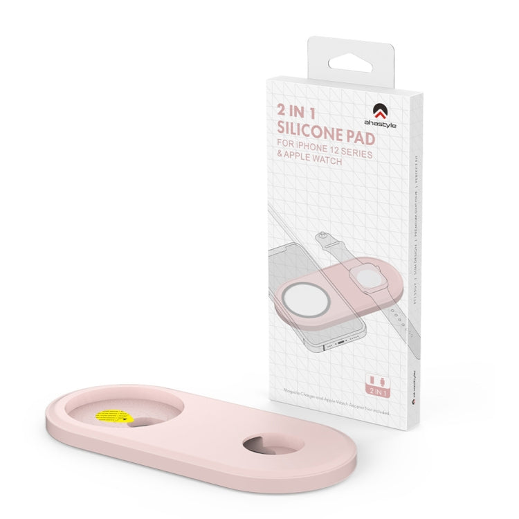 For Apple Watch / iPhone AhaStyle PT135 2 In 1 Silicone Wireless Charging Base(Grey) - Charger / Holder by AhaStyle | Online Shopping South Africa | PMC TechLife | Buy Now Pay Later Mobicred