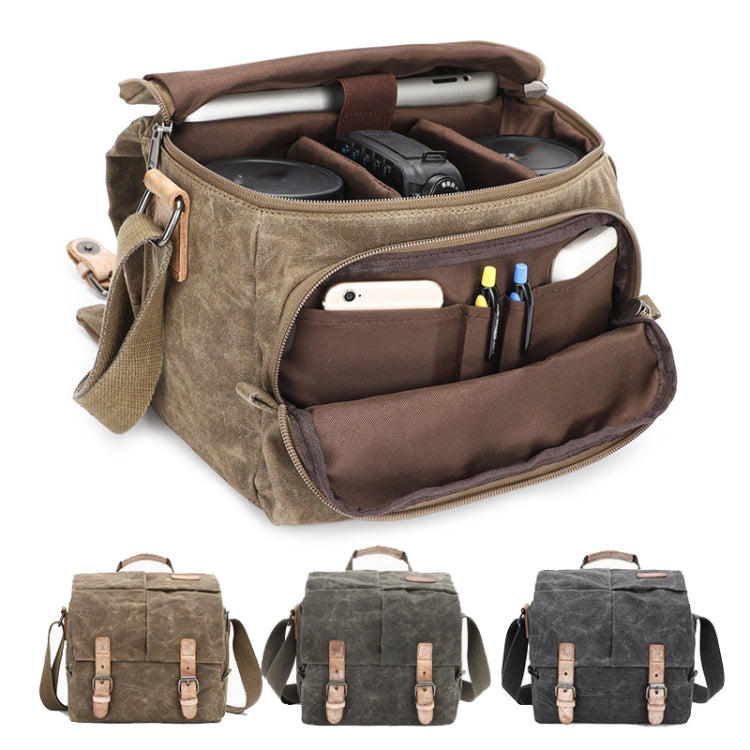 Camera Shoulder Messenger Bag Batik Canvas Waterproof Photography SLR Camera Bag(Army Green) - Strap Satchel by PMC TechLife | Online Shopping South Africa | PMC TechLife | Buy Now Pay Later Mobicred