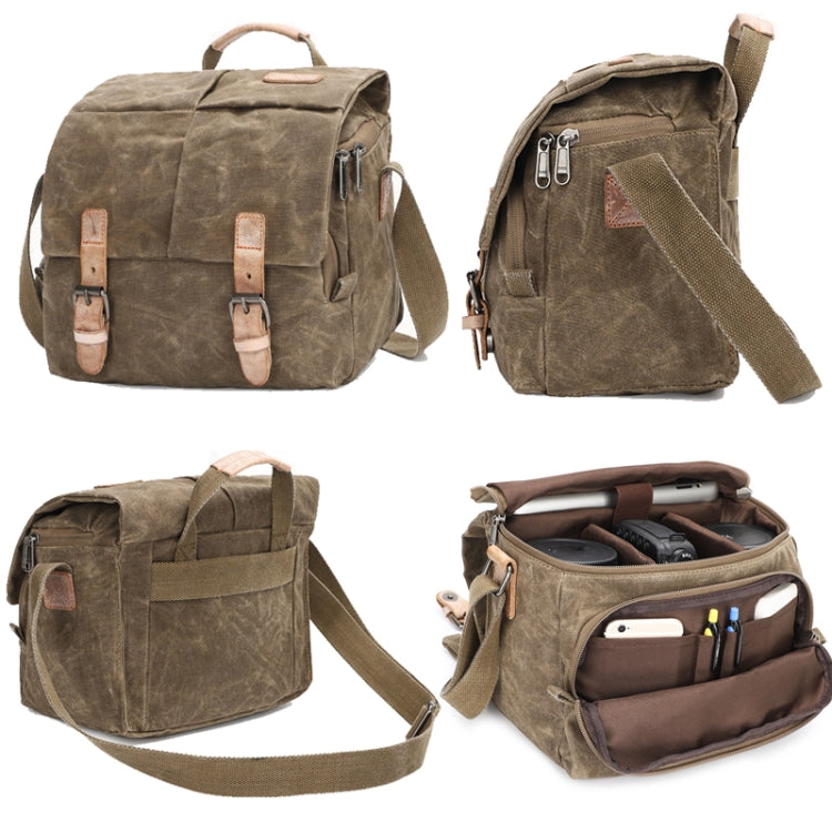 Camera Shoulder Messenger Bag Batik Canvas Waterproof Photography SLR Camera Bag(Army Green) - Strap Satchel by PMC TechLife | Online Shopping South Africa | PMC TechLife | Buy Now Pay Later Mobicred