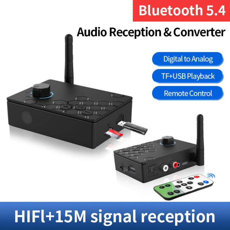 Bluetooth 5.4 Receiver Digital To Analog Card U Disk Converter Adapter With Remote Control(Fiber Optic Conversion) - Audio Signal Switcher by PMC Jewellery | Online Shopping South Africa | PMC Jewellery | Buy Now Pay Later Mobicred