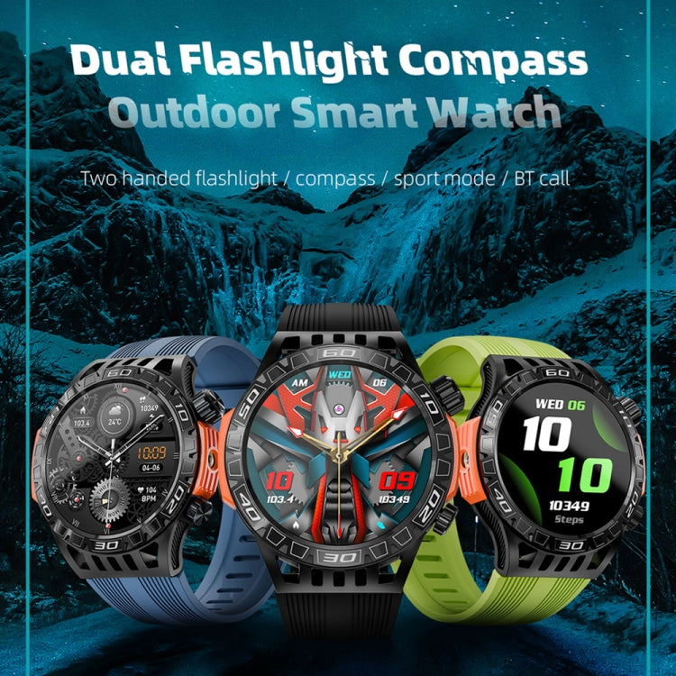 LOKMAT ZEUS6 PRO 1.46-Inch IP68 Waterproof SOS Flashlight Bluetooth Smart Watch(Black) - free shipping - PMC TechLife - Order now!