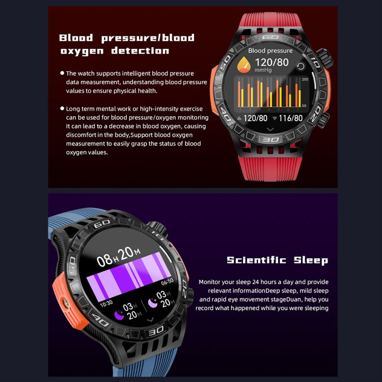 LOKMAT ZEUS6 PRO 1.46-Inch IP68 Waterproof SOS Flashlight Bluetooth Smart Watch(Brick Red) - free shipping - PMC TechLife - Order now!
